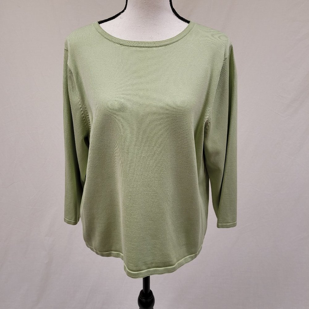 Pendleton Round Neck Silk Green Top XL